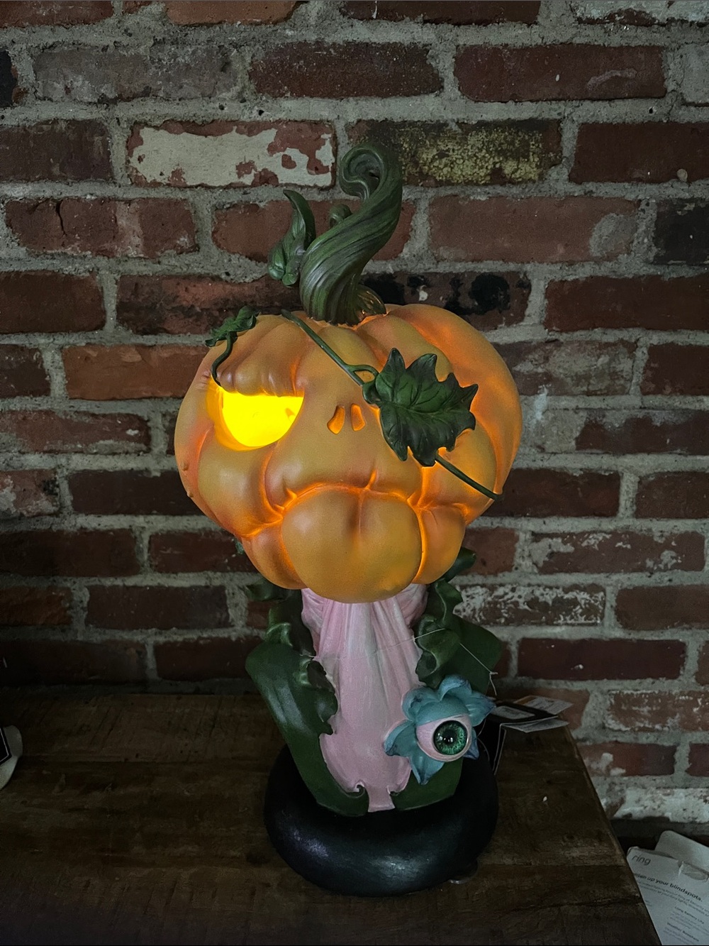 Whimsical Orange Pumpkin Figurine with Pink Accent - Picture 9 of 14